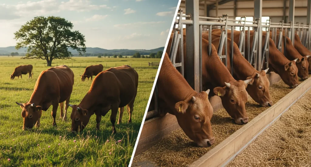 풀 사육 vs. 곡물 사육